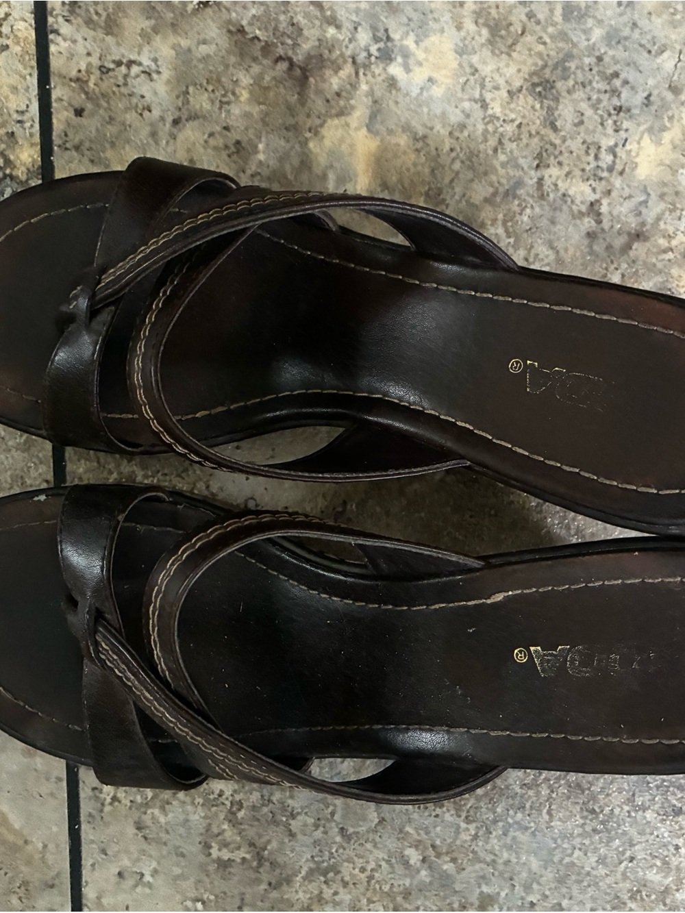 Soda Dark Brown Cross-Strap Slide Sandals - Picture 2 of 5
